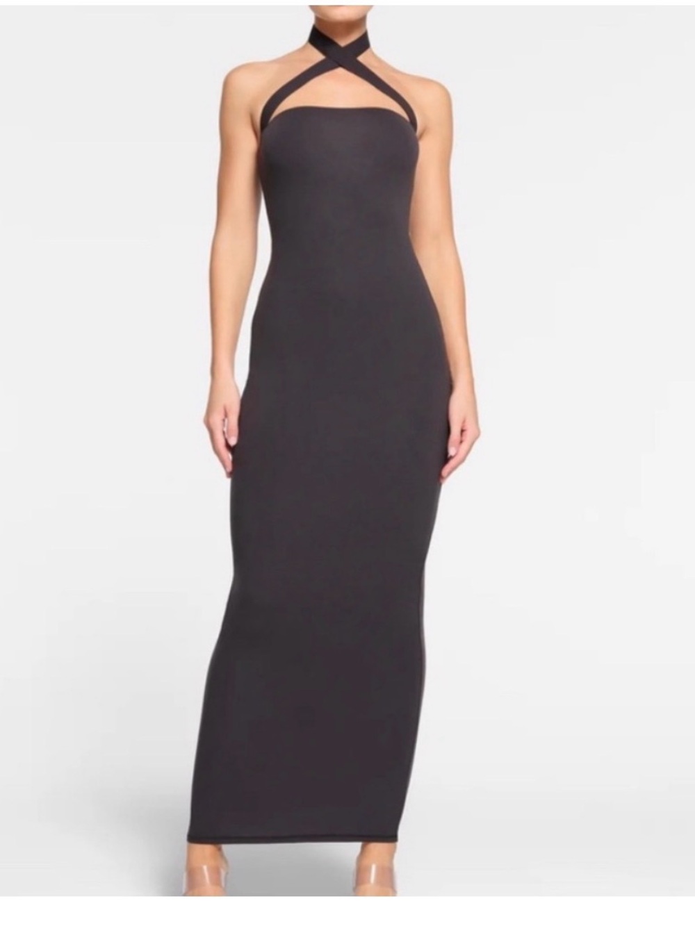 SKIMS Cross-Halter Fits Everybody Maxi Dress in Onyx - NWOT